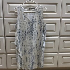 Ramy Brook White and Blue Midi Dress